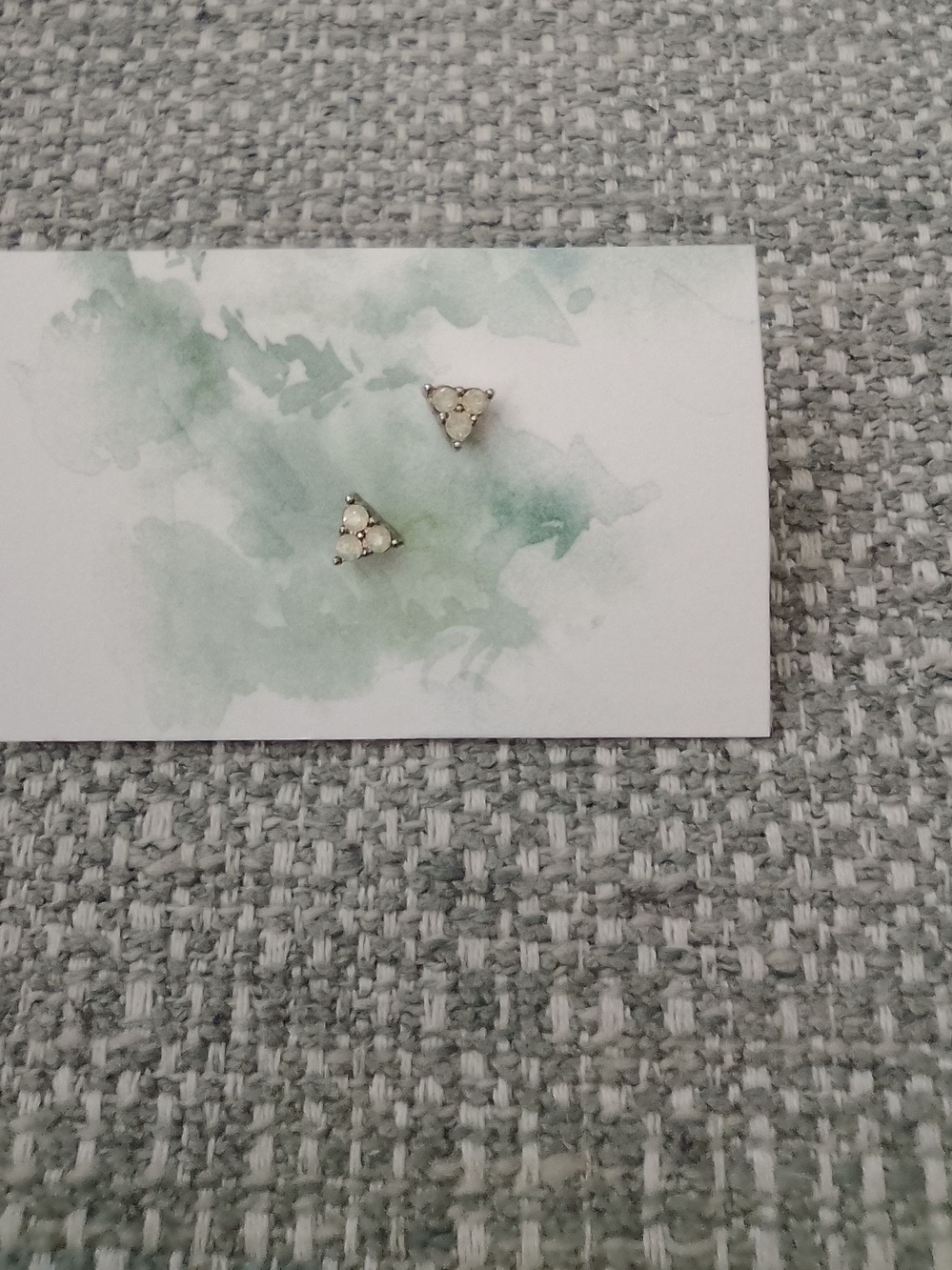 Triangle Stud Earrings in Silver & White Like New